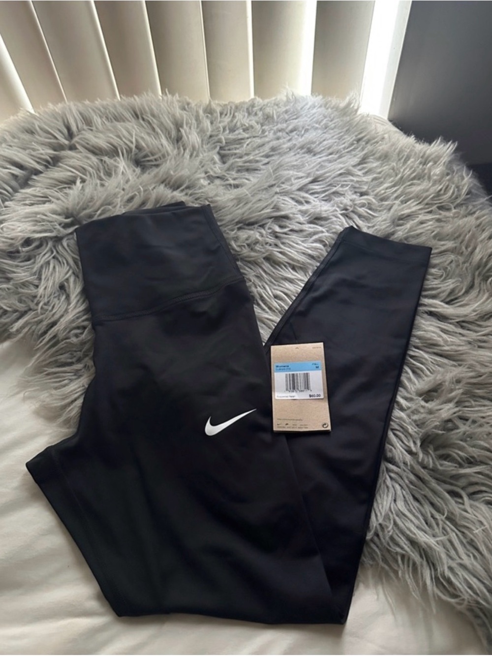 NIKE Black High-Waist Leggings with White Swoosh